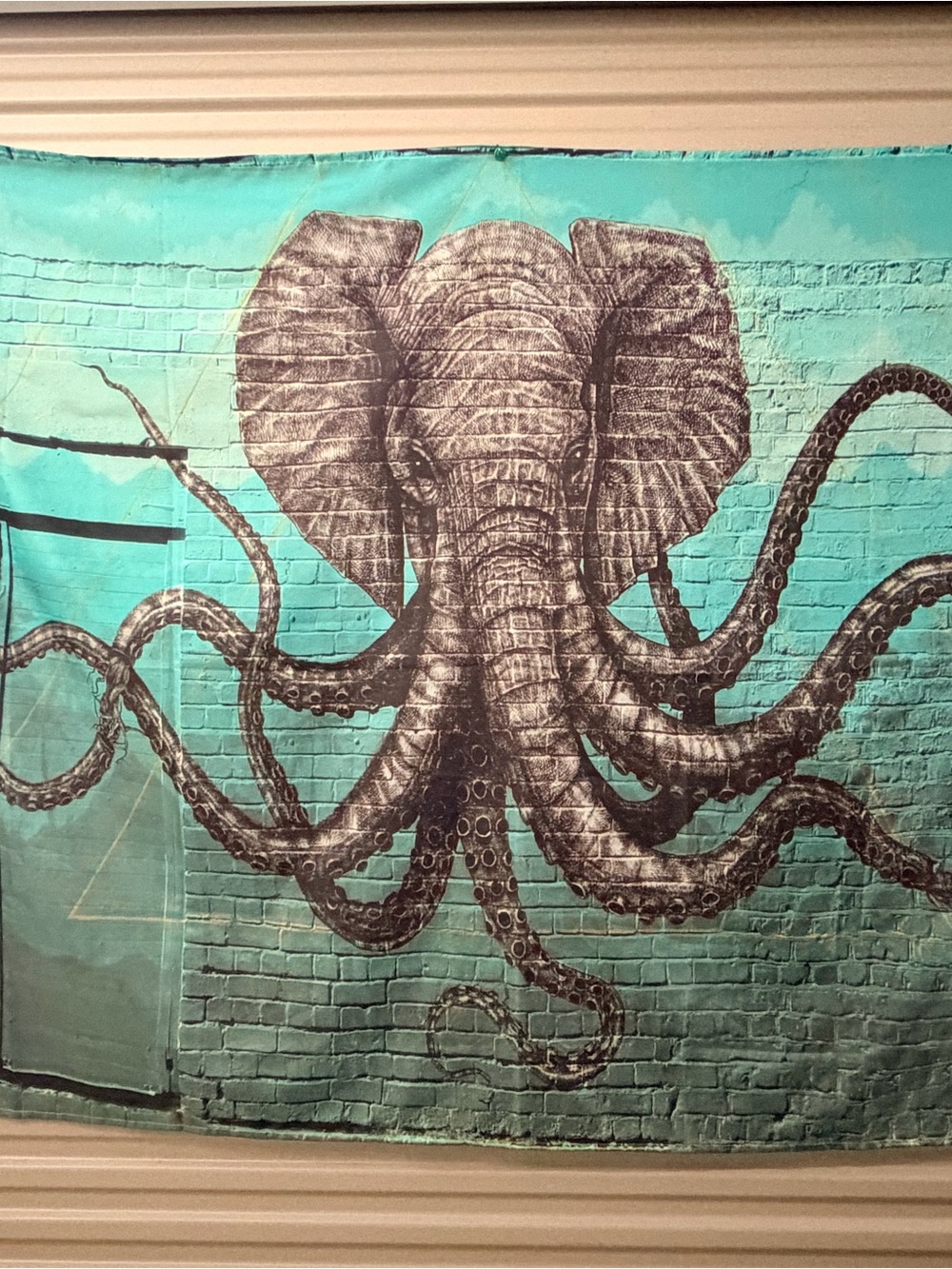 Teal Elephant-Octopus Wall Tapestry